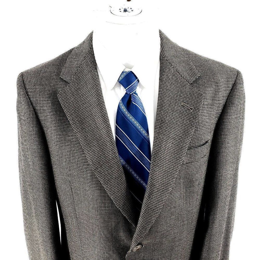 Austin Reed Heavy Textured Wool 2 Button Sport‎ Coat 38R Black Tan Check